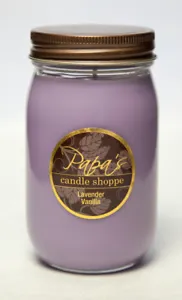 Lavender Vanilla 16oz Mason Jar Highly Scented Papa's Candle Shoppe,Soy Candle   - Picture 1 of 1
