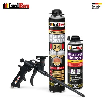 Mauermörtel Pistolenschaum SET Teflon Schaumpistole PU-Reiniger Montageschaum  - Bild 1 von 4