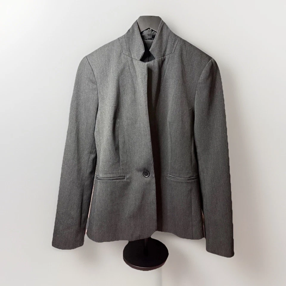 Blazer Express Feminino Cinza Um Botão Tamanho 8 Trabalho Escritório Carreira Jaqueta - Imagem 1 de 4