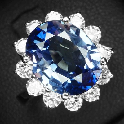 Precious Cornflower Blue Sapphire 6.10Ct 925 Sterling Silver Handmade Halo Rings - Image 1 of 4