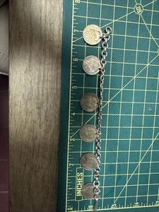 VINTAGE Sterling Silver 925 BRACELET OF COINS 1941 , 1940,1939 FROM French - Bild 1 von 9