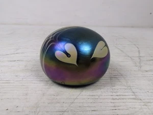 Signed Vtg Glasshouse Studio Eric Brakken 1985 Paperweight Purple Iridescent - Picture 1 of 7