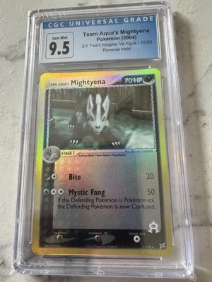 CGC Graded GEM MINT 9.5 2004 Team Aqua's Mightyena EX Team Magma vs Aqua PSA 10 - Image 1 of 4