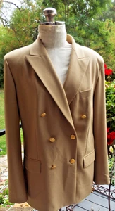 Chaqueta Blazer Brooks Brothers Mujer Doble Botonadura Talla 12 100% Lana Tostada - Imagen 1 de 9