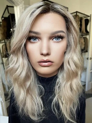 Peluca frontal de encaje 16 pulgadas Ombre Premium rubia 100 % cabello humano 13x4 para mujer diaria Foto 1 de 4