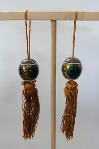 C#46 Par de Peso de Cerámica para Pergamino Colgante Japonés De Colección FUCHIN - Imagen 1 de 7
