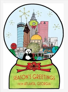 Season 's Greeting From Atlanta Georgia - Snowglobe Greeting card Happy Holidays - Picture 1 of 1