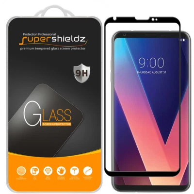 2X Supershieldz for LG V30 Full Cover Tempered Glass Screen Protector (Black) - Image 1 of 4