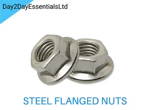 Steel Flanged Hex Nuts Serrated (BZP) DIN Strong Top Quality - M5,M6,M8,M10,M12 - Picture 1 of 1