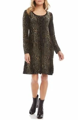 NUEVO VESTIDO KAREN KANE MARRÓN TERCIOPELO ANIMAL PRINT CARRERA TALLA L TALLA XL $139 Foto 1 de 3