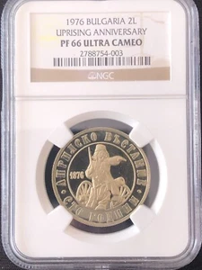 1976 Bulgaria 2 Leva PF66 UC NGC April Uprising against the Turks Reeded - Picture 1 of 4
