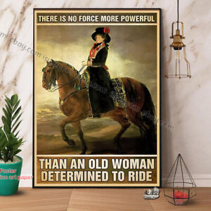 Horse Wan Old Woman Determined To Ride Paper Poster No Frame Wall Art Decor