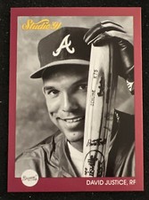 1991 STUDIO DAVID JUSTICE # 146  ATLANTA BRAVES Baseball MLB All Star Card