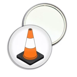 Traffic Cone Round Mirror Pocket Compact (55mm or 77mm) - Picture 1 of 6