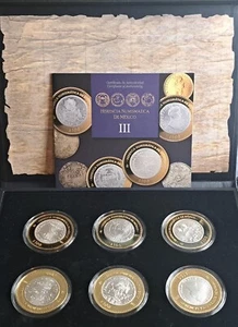 2013 MEXICO HERENCIA NUMISMATICA 100 PESOS PROOF SET 6 PC INMACULATE BRIGHTNESS - Picture 1 of 3