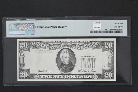 US 1981 Overprint on Back Error $20 PMG Choice Uncirculated 64EPQ Federal Reserv Cover