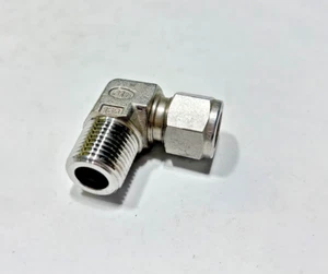 HAM-LET 769LSS_1/2x1/2 Let-Lok 1/2" Tube x 1/2" MNPT Stainless 316 90 Male Elbow - Picture 1 of 6