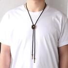 Bolo Tie Vintage Oval PU Leather Rope Sweater Chain for Holidays Party Men