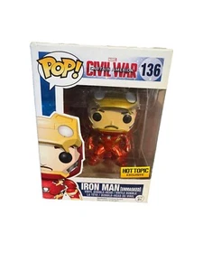 Funko Pop Marvel's Civil War Iron Man Unmasked #136 Hot Topic Bobble-Head - Picture 1 of 4