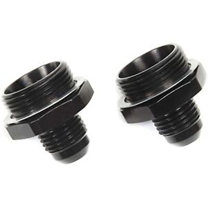 Russell 640223 Black Carb Inlet Fittings 2pcs Holley Dual Feed -6An to 7/8"-20