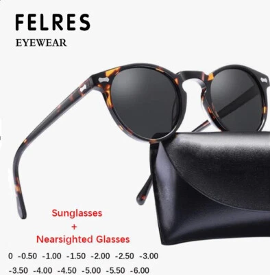 Gafas miopes redondas unisex tintadas para miopía lentes negras gafas de sol para exteriores lo último Foto 1 de 4