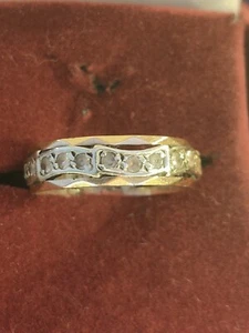 1960's Eternity Ring 24 Diamonds 9ct Gold White and Yellow Size N FREE UK POST - Picture 1 of 8