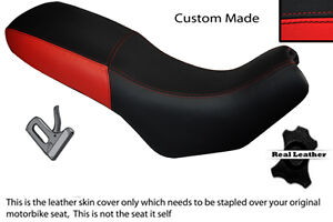 BLACK & RED CUSTOM FITS CAGIVA GRAN CANYON 900 DUAL LEATHER SEAT COVER
