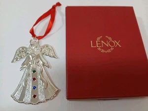 NIB Lenox Silver Angel Ornament W Multi-Color Gems 3.75" - Picture 1 of 6