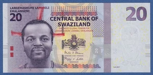 SWAZILANDIA / SWAZILAND -- 20 EMALANGENI ( 2017 ) -- UNC -- PICK 37c . - Picture 1 of 2