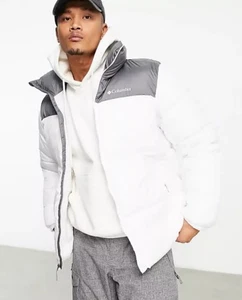 Men Columbia Puffect puffer jacket in grey and white NEW with TAGS Size M - Picture 1 of 5