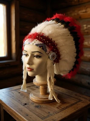 Lujoso tocado artesanal de plumas nativas americanas | Tamaño ajustable Foto 1 de 4