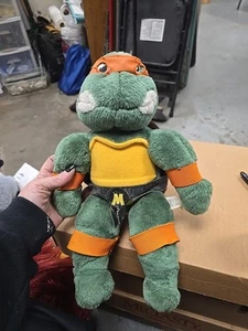 Vintage 1998 ~ Teenage Mutant Ninja Turtles MICHAELANGELO ~ Playmates Plush Toy - Picture 1 of 12