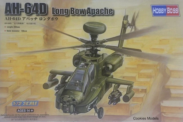 Hobbyboss AH-64D Long Bow Apache 1/72 Scale Model Kit 87219 - Image 1 of 1