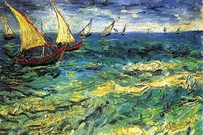 Impresión de póster de paisaje marino con veleros Vincent van Gogh Foto 1 de 2