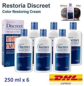 6 x Restoria Discreet Grey Hair Covering Hair Colour Restoring Cream 250ml