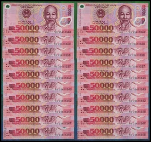 20 x 50,000 Vietnam Dong 20 Banknotes Currency = 1 Million Total New Polymer UNC - Picture 1 of 5