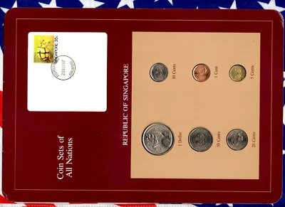 Coin Sets of All Nations Singapore 1981-1987 UNC $1 1981 50,20,10,5 cents 1987 - Image 1 of 4