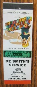 DE SMITH'S MOBIL GASOLINERA AÑOS 50 MATCHBOOK MATCHCOVER: OOSTBURG, WISCONSIN -E15 - Imagen 1 de 2