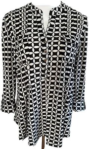COCOMO XL Black White 3/4 sleeve women's Pintuck Blouse top Tunic shirt - Picture 1 of 15