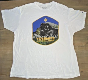 COLUMBIA Men's White Short Sleeve T-Shirt Yosemite Mountain Graphic Outdoors XXL - Picture 1 of 5