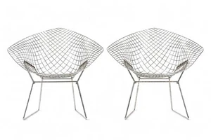 Mid Century Silver Diamond Wire Chairs by Bertoia for Knoll - Picture 1 of 12