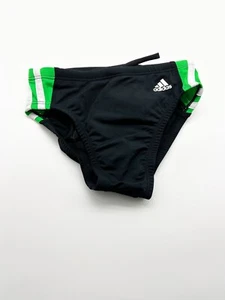Adidas Infinitex+ Black Green Solid Splice Brief Swimsuit Men’s Size 24 NEW - Picture 1 of 4