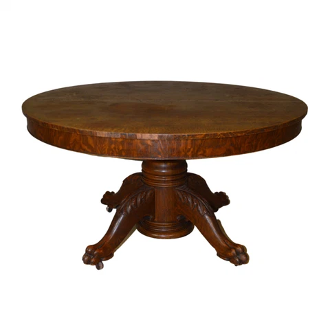 Antique Dining Room Table, Carved Oak Banquet Table #21598 Cover