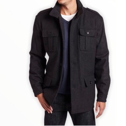 Cappotto uomo Michael Kors misto lana nera doppia chiusura taglia media