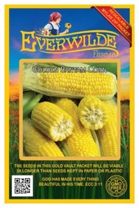 100 Golden Bantam Corn Seeds - Everwilde Farms Mylar Seed Packet - Picture 1 of 3