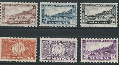 1941 SENEGAL, AFRICA 6 STAMPS MVLH  TAX AND BRIDGES - Image 1 of 2