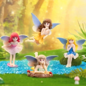 4Pcs Miniature Fairy Garden Girl Fly Wing Figurines Pot Cake Home Car Decor Set - Picture 1 of 9
