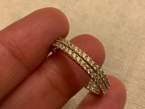 14k Gold Vermeil 925 Sterling Silber weiße Steine innen außen Creolen - Bild 1 von 8