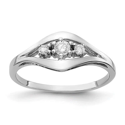 14k White Gold Polished Diamond Ring Size 6 for Women - Image 1 of 4