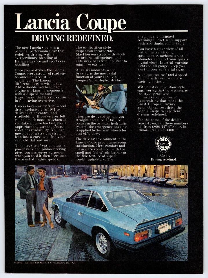 (c) Lancia 1979 cupé, anuncio de revista Sharp tamaño estándar edición EE. UU. Correo de Estados Unidos: $3,60 Foto 1 de 1